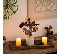 Hanobe Bandeja Larga y Estrecha de Madera para Velas: portavelas de Madera rústica, centros de Mesa rectangulares Decorativos para Sala de Estar, Soporte de Pilar de Granja, Base de luz de té,