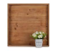 Hanobe Bandeja otomana cuadrada de madera grande para servir, 54 cm, rústica