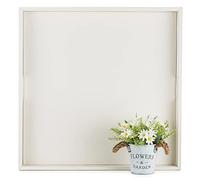 Hanobe Bandeja otomana Cuadrada Grande: Bandeja Blanca Extragrande para Servir otomanas, Bandeja Decorativa Grande de Cuero con Asas para Mesa de café, Sala de Estar, 22 x 22 Pulgadas