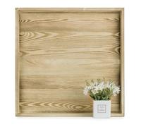 Hanobe Bandeja otomana Cuadrada Grande: Bandeja de Servir Extragrande con Asas de Madera rústica, bandejas Decorativas de Mesa de café, decoración del hogar para Sala de Estar, Cocina, encimera, 50 x