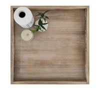 Hanobe Bandeja otomana grande para servir: bandejas de madera para mesa de centro con asas de 20 pulgadas para sala de estar, decoración otomana rústica cuadrada extra grande de gran tamaño para