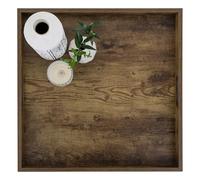 Hanobe Bandeja para servir otomana grande: bandejas rústicas de mesa de café de 20 pulgadas cuadradas con asas para sala de estar, decoración decorativa de madera extra grande para fiestas de cocina