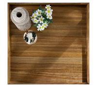 Hanobe Bandeja para servir sobre otomana grande: bandejas cuadradas decorativas de madera XXL de 50 cm con asas para mesa de café, decoración rústica para sala de estar