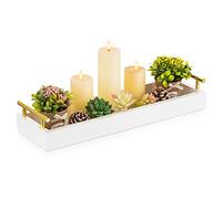 Hanobe Bandeja rectangular larga y estrecha: bandejas decorativas, bandejas rectangulares para decoración del hogar, bandeja de centro de mesa blanca, cafetería, sala de estar