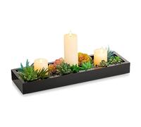Hanobe Bandeja Rectangular Larga y Estrecha: portavelas Rectangular Decorativo, Color Negro, Bandeja de Centro de Mesa, Bandeja de Servir, sin asa, para Mesa de Comedor, cafetería, Sala de Estar,