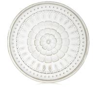Hanobe Bandeja Redonda Decorativa de Madera Vintage Tallada Blanca Lavada Boho Pequeña para Velas y Café