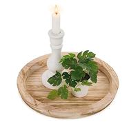 Hanobe Bandeja rústica de Madera para Servir: Bandeja Decorativa Redonda de Madera para Centro de Mesa, Bandeja otomana rústica Blanca para decoración de encimera de Cocina, decoración del hogar para