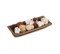 Hanobe - Cuenco decorativo de madera, bandeja, rectangular, vacío, entrada, decorativo, cuenco de madera, largo, salón, vintage, decoración, pequeño tablero, almacenamiento de centro de mesa, casa