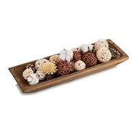 Hanobe Cuenco decorativo de madera para masa: cuenco grande de madera largo para mesa de entrada, decoración del hogar, decoración de mesa de café para sala de estar, decoración de centro de mesa de