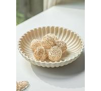 Hanobe Decoración de cuenco decorativo para centro de mesa: cuencos de frutas grandes para el hogar, comedor, cocina, mostrador de resina, bandeja de llaves festoneada con volantes para mesas de café