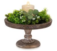 Hanobe Elevador de exhibición para decoración de granja: elevadores de madera rústica, bandeja redonda decorativa para soporte de pedestal para velas, cupcakes, plantas