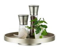 Hanobe Lazy Susan - Organizador de Tocadiscos: Estante de Especias de Madera Dorada champán, Bandeja Decorativa Moderna, Almacenamiento Giratorio Redondo para gabinete, encimera, despensa, Cocina,