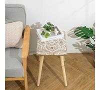 Hanobe Mesa auxiliar pequeña de centro: mesa auxiliar para espacios de sala de estar, mesa de madera para el hogar, decoración bohemia rectangular, color marrón