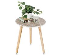Hanobe Mesas auxiliares redondas pequeñas para decoración de mesa auxiliar, modernas mesas de café blancas para sala de estar, bandejas decorativas con 3 patas de madera, fácil montaje