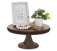 Hanobe Soporte redondo de madera para tartas: soporte de pedestal para cupcakes de 12 pulgadas, elevador de exhibición de postres envejecido rústico, bandeja de soporte para pasteles, bandeja de