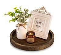 Hanobe Vela redonda de madera: portavelas decorativo rústico, soporte de pilar de madera blanqueada, base de placa de té para sala de estar, mesa de café, centro de mesa para decoración de encimera de