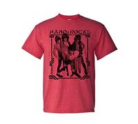 Hanoi Rocks T-Tshirts Camisetas y Tops 80's Heavy Metal Glam Retro Rock Distressed Heather Red tee(Small)
