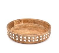 Hanol Handcrafted Mango Wood Centerpiece Bowl - Natural Wooden Home Decor Accent for Dining Mesas, Coffee Tables & Entryways (12" X 12" X 2.5")