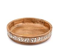 Hanol Rustic Mango Wood Salad Bowl Elegant Wooden Serving Bowl with Spoons for Dinner Parties, Holidays & Kitchen Use (12" X 12" X 2.5")