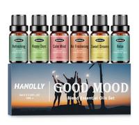 HANOLLY Aceites Esenciales Buen Humor, Juego de Aceite Esencial Naturales para Humidificador Difusor Velas- Días Felices, Refrescante, Buenas Noches, Relajación, Serenidad, Purificación del Aire