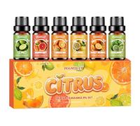HANOLLY Aceites Esenciales Cítricos 6x10ML, Juego de Aceite Esencial Naturales para Humidificador Difusor Velas- Naranja dulce, Bergamota, Limón, Pomelo, Lima, Mandarina
