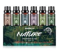 HANOLLY Aceites Esenciales Naturaleza 6x10ML, Juego Aceite Esencial Naturales para Humidificador Difusor Velas perfumes hogar, Sándalo & Rosa, Bambú, Lluvia, Lavanda y Manzanilla, Hierba Recién, Pino