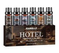 HANOLLY Aceites Esenciales para Hotel 6x10ML, Juego de Aceite Esencial Naturales para Humidificador Difusor Velas perfumes hogar, Mi Ruta, Estado de Sueño, Costa Serena, Flor Dorada, Ascua, Medianoche