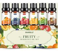 HANOLLY Aceites Esenciales para Humidificador Frutas 6x10ML, Juego de Aceite Esencial Naturales para Velas jabones perfumes hogar - Fresa, Arándano, Naranja Dulce, Coco Vainilla, Pepino y Melón, Piña