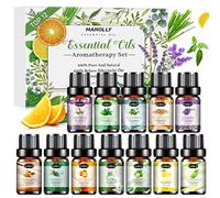 HANOLLY Aceites Esenciales TOP 12x5ML, Juego de Aceite Esencial Naturales para Humidificador Difusor Velas- Lavanda, Menta, Eucalipto, Limón, Citronela, Naranja Dulce, Canela, Incienso, etc.