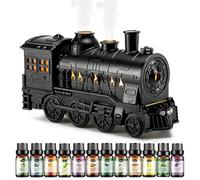 Hanolly Difusor de aroma de 300 ml con 12 x 5 ml de aceites esenciales, humidificador de aromaterapia con 7 colores de luz LED
