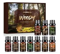 HANOLLY Juego de Aceites Esenciales Hombres 10x5ML, Aceite Esencial Naturales para Humidificador Difusor Velas -Sándalo, Cedro & Cuero, Tabaco & Vainilla, Limón & Cedro, Cardamomo & Lavanda y Otros.