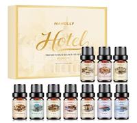 HANOLLY Juego de Aceites Esenciales Hotel 10x5ML, Aceite Esencial Naturales para Humidificador Difusor Velas- Cabono, Noviembre, Crystallé, Sueño, 1 Way, Té Blanco, Magia, Mystara, Rosa del Desierto