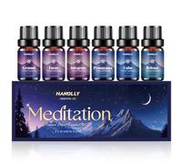 HANOLLY Juego de Aceites Esenciales Meditación 6x10ML, Aceite Esencial Naturales para Humidificador Difusor Velas - Arraigar, Pranayama, Enfoque, Soltar, Integrar, Calma
