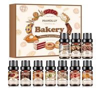 HANOLLY Juego de Aceites Esenciales Panadería 10x5ML, Aceite Esencial Naturales para Humidificador Difusor Velas - Pastel de Calabaza, Crema de Vainilla, Donut de Canela, Macarrón de Coco y Otros.
