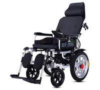 HanPiaoLiang Silla de ruedas eléctrica resistente con reposacabezas, respaldo ajustable y ángulo de pedal, palanca de mando de 360 °, ancho del asiento 45 cm, doble motor plegable silla eléctrica