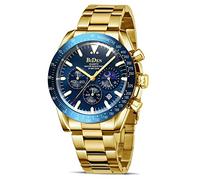 HANPOSH Reloj Hombre Cuarzo AnalóGico CronóGrafo Relojes Hombre Moda Lujo Negocios De Cuero Genuino Fecha Luminosa A Prueba De Agua Fase Lunar Regalo Padre