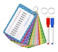 Hanqing 13 tarjetas flash de multiplicación de tablas de horarios, póster de tablas de horarios, tarjetas de matemáticas de 0 a 12 tiempos con 2 marcadores de borrado en seco y 2 anillos, juego de