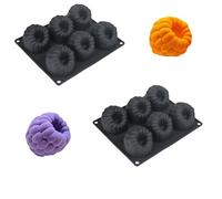 HanQZen Juego de moldes de silicona 3D de fresa y frambuesa, moldes flexibles para tartas de mousse, brownies, gelatina, helados y dulces (patrón de frutas) (patrón de frutas) 2 (negro))