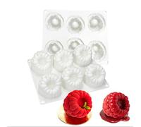 HanQZen Juego de moldes de silicona 3D de fresa y frambuesa, moldes flexibles para tartas de mousse, brownies, gelatina, helados y dulces (patrón de frutas) (rojo profundo)
