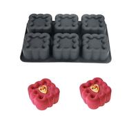 HanQZen Set de moldes de silicona 3D de fresa y frambuesa - Moldes flexibles para postres para mousse, brownies, gelatina, helados y dulces (patrón de frutas) ((pastel cuadrado)(negro))