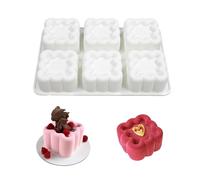 HanQZen Set de moldes de silicona 3D de fresa y frambuesa - Moldes flexibles para postres para mousse, brownies, gelatina, helados y dulces (patrón de frutas) ((pastel cuadrado)(blanco))