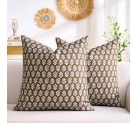 Hanrunsi Funda de Cojín 45x45 Marrones, Cojines Decorativos para Sofá, Fundas de Cojín Florales, Fundas de Cojines para Sofá, Dormitorio, Salón, Exterior Juego de 2