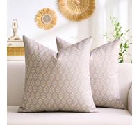 Hanrunsi Fundas Cojines Sofa 45x45 cm, Cojín Decorativo, Funda de Cojín de Flores, Cojines Decorativos Floral Caqui para Dormitorio, Sofá, Decorativa para Exterior, Juego de 2