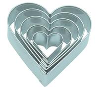 Hans-Blank-Haushaltswaren - Moldes para galletas (5 unidades, 2 - 5,4 cm, de acero inoxidable), diseño de corazón