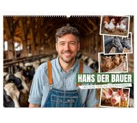 Hans der Bauer und seine Tiere auf dem Bauernhof (Wandkalender 2026 DIN A2 quer), CALVENDO Monatskalender: Bauernhof Tiere für Kinder und Tierfreunde ... ein Stück Natur und Landleben nach Hause
