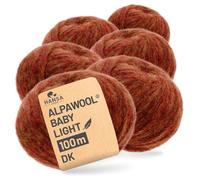 HANSA-FARM |Alpawool Baby Alpaca Light 100 DK en juego de 6 - Lana ligera y sin arañazos para tejer y ganchillo - HF158 hojas otoñales jaspeado