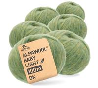 HANSA-FARM |Alpawool Baby Alpaca Light 100 DK en juego de 6 - Lana ligera y sin arañazos para tejer y ganchillo - HF283 flor de tilo jaspeado
