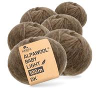 HANSA-FARM |Alpawool Baby Alpaca Light 100 DK en juego de 6 - Lana ligera y sin arañazos para tejer y ganchillo - NFA06 marrón