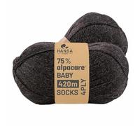 HANSA-FARM Juego de calcetines Alpacare 75% lavables para bebé, 224 g, 2 x 112 g, lana para calcetines, sin arañazos, para tejer y ganchillo, NFA14 antracita