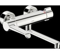 HANSA HANSAclinca Mezclador de seguridad + lavabo, 285 mm de proyección, palanca de accionamiento larga, cromo, 08805202